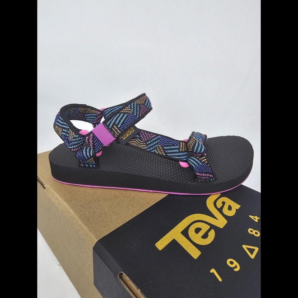Teva Girls Original Universal Sandal, Borderless Black/pink - Picture 2 of 6